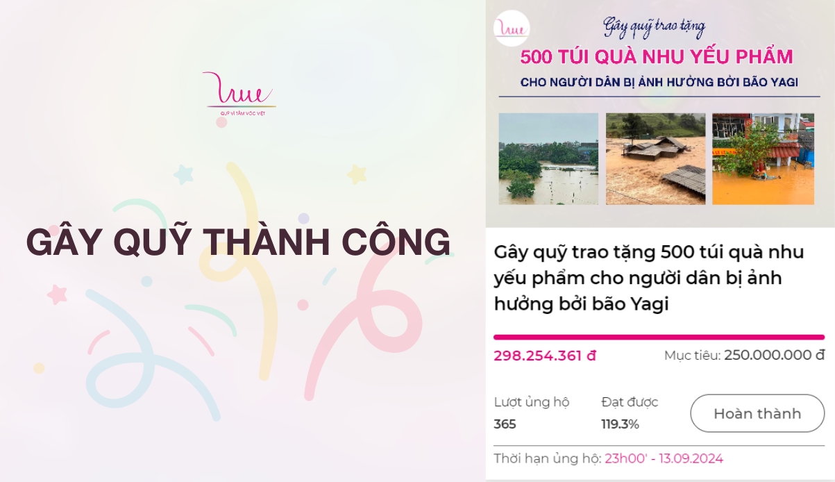 Hoàn thành chiến dịch gây quỹ trao tặng 830 túi nhu yếu phẩm cho người dân bị ảnh hưởng bởi bão Yagi